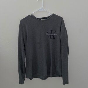 Calvin Klein jeans crew neck top grey tee long sleeve pull over designer shirt